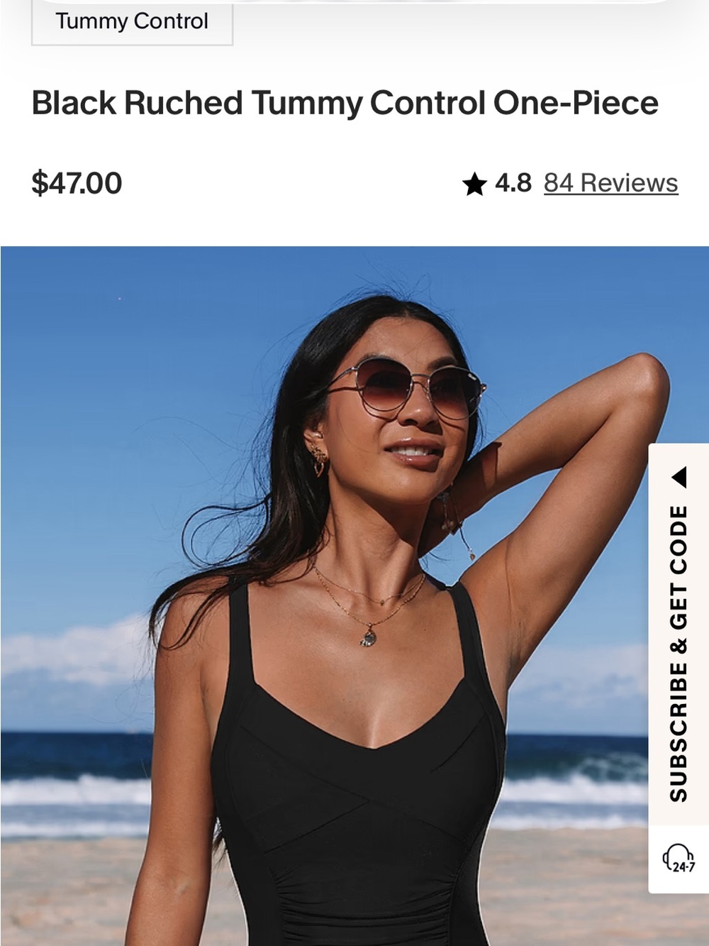 Cupshe Black One-Piece Swimsuit with Adjustable Straps